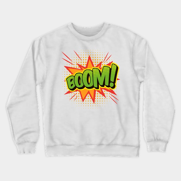 BOOM Comic Book Word Art Crewneck Sweatshirt by CafePretzel